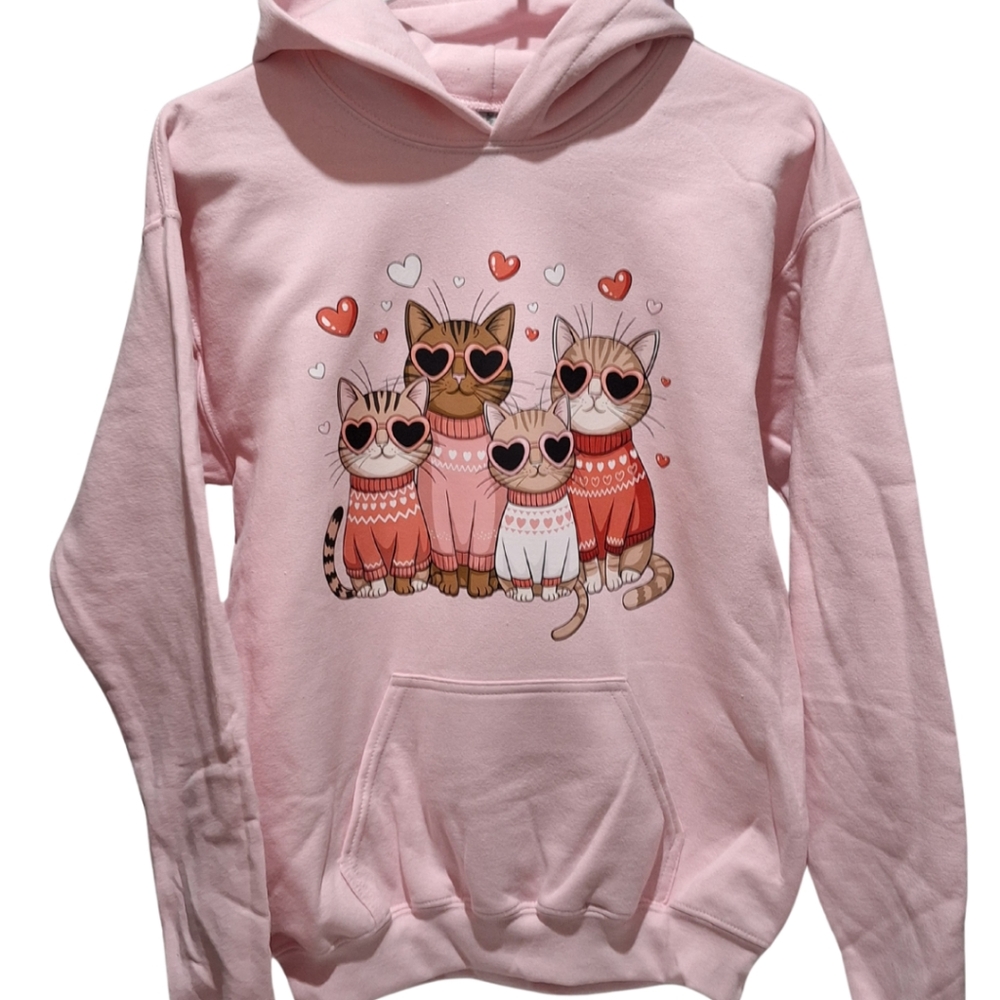 Lovely Cats kids pink hooded sweatshirt